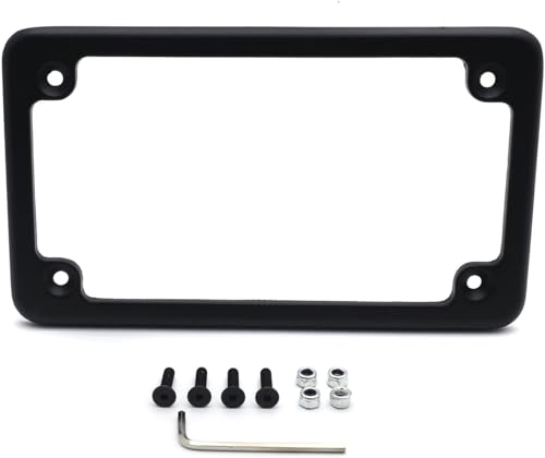 Billet Aluminum Motorcycle License Plate Frame 7x4 Inch Black Finish Fits Custom Chopper Springer Mini Bike Universal Axle Mount Applications - color: Black, size: Classic