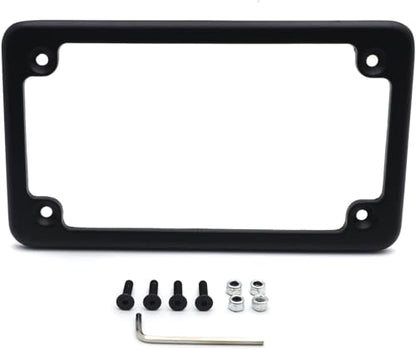 Billet Aluminum Motorcycle License Plate Frame 7x4 Inch Black Finish Fits Custom Chopper Springer Mini Bike Universal Axle Mount Applications - color: Black, size: Classic