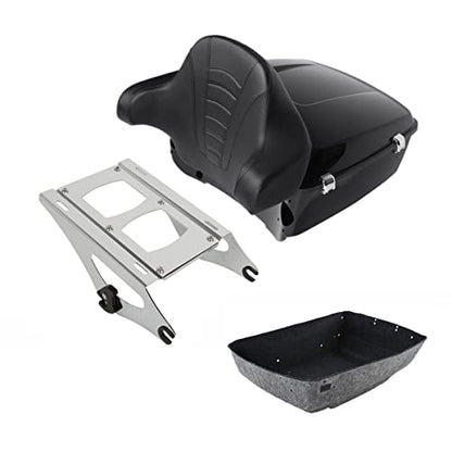 TCMT King Motorcycle Trunk Box Backrest 2 Up Mounting Rack Fit For Harley 2014-2025 Touring CVO Road King Road Glide Street Glide Electra Glide Pack Trunk - color: Style A+Chrome 2 Up Rack#2