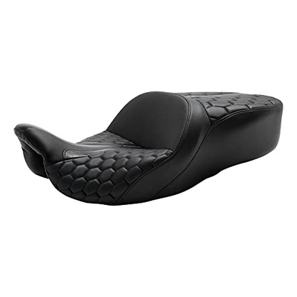 C.C. RIDER Motorcycle Gel Seat Hammock Rider Passenger Seat - Bagger Comb Strapped Seat Fit for Harley Touring 2009-2023 Road King FLHR Street Glide FLHX Road Glide FLTRX Electra Glide FLHT - color: 23# Gel Black