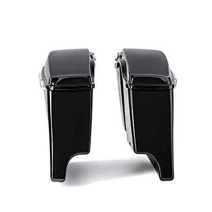 TCT-MOTORPARTS 5" Stretched Extended Hard Saddlebags Fit for Harley Touring 2014-later Road King Road Street Electra Glide Ultra-Classic - color: Stretched Vivid Black