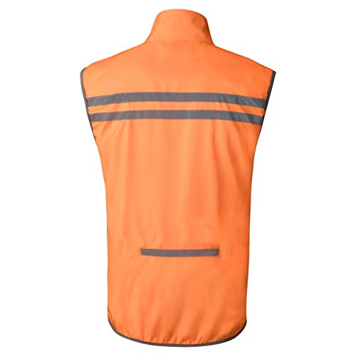 bpbtti Men's Hi-Viz Safety Running Cycling Vest Sleeveless Windbreaker vests- Windproof and Reflective - color: Orange, size: Large