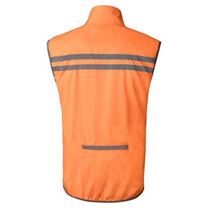bpbtti Men's Hi-Viz Safety Running Cycling Vest Sleeveless Windbreaker vests- Windproof and Reflective - color: Orange, size: Large