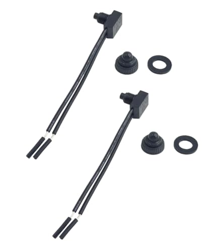 KP-107 Waterproof RV Push Button Switch 12V ON/Off SPST Switch for Motorcycle/Auto Car Bathroom Fan, with 4.5''Lines(2Pcs).