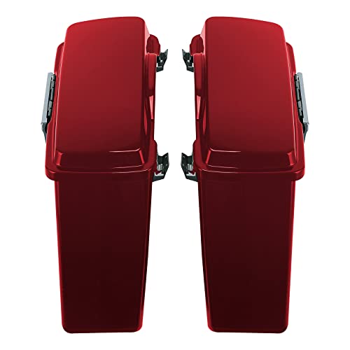 SLMOTO Red Hard Saddlebag Fit For Touring Road King, Road Glide, Street Glide, Electra Glide, Ultra-Classic FLT, FLHT, FLHTCU, FLHRC 1994-2013 - color: Red
