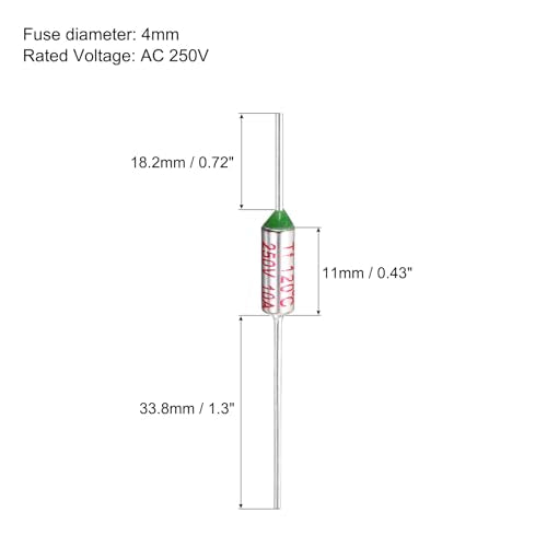 MECCANIXITY 10 Pcs Metal Temperature Thermal Fuse SF120 120C 248F 10A 250V Cutoff Thermal Fuse with 20 Pcs BN1.25 Bare Terminal Butt Connector - style: SF120