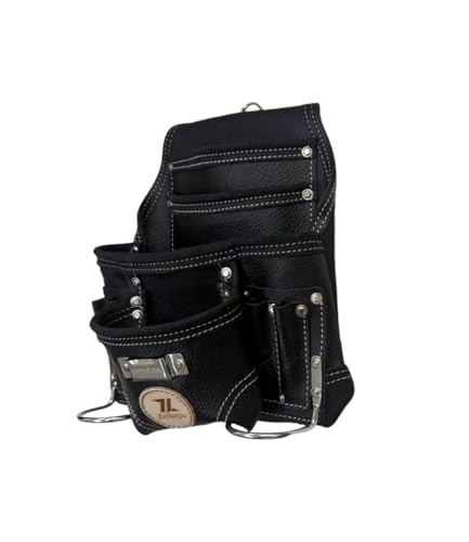 Zeluga 20-526 10 Pocket Rigger Heavy Duty Leather Tool Bag, Textured Black - color: Textured Black