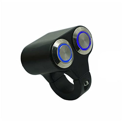 Rayana 7/8" Motorcycle Handlebar Control Switch Dual Horn Button for Start Kill Momentary Switch Aluminum Alloy (BLUE-22MM)