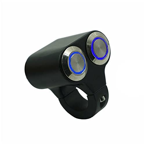 Rayana 7/8" Motorcycle Handlebar Control Switch Dual Horn Button for Start Kill Momentary Switch Aluminum Alloy (BLUE-22MM)
