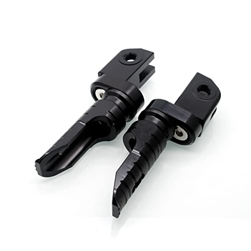 MZS Motorcycle Foot Pegs Front 360° Roating Rider Footpegs Black CNC Compatible with Daytona 675/R, Street Triple R/RS/RX/S, Speed Triple/R/RS/S, Speed Triple 1200 RR/RS, Speed Twin, Trident 660 - size: Daytona 675/R, Street Triple/Triple, Trident 660