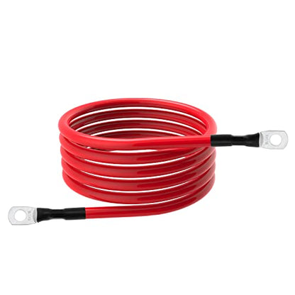 6 AWG Battery Cables 6 Gauge Battery Power Inverter Cable with 5/16 Inch Tinned Copper Lugs Both Ends for Solar Marine Boat RV Car Motorcycle 2 pcs (5FT) - size: 5FT