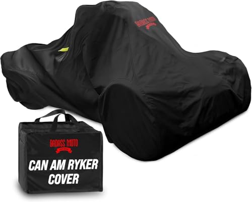 Badass Moto Can Am Ryker Cover Fits 600/900 Rally Sport Trike Three Wheeler. Heavy Duty. Won't Wimp Out. Fits Can-Am Ryker Motorcycle Accessories Waterproof Outdoor Storage - color: Badass Black, size: [RYKER] 95"L x 61"W x 41"H