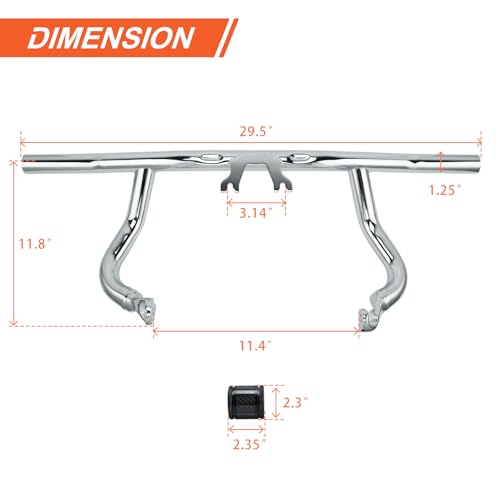 Engine Guard Flat Out Crash Bar for 2014-2025 Harley Touring Street Glide Road Glide Road King Electra Glide Ultra Models (Chrome w/Black CNC) - color: Chrome w/Black CNC