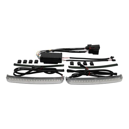 TCT-MOTORPARTS 5" Stretched Saddlebags w/LED Run Brake Turn Signal Lights Fit For Harley Touring 2014-2025 Road King Street Glide Electra Glide - color: Stretched Vivid Black w/Light #1
