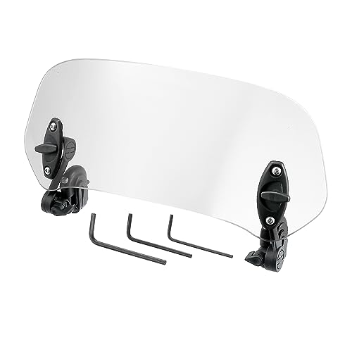 Motoforti 28.5cm Windshield - Adjustable Clip Wind Deflector, Clear Lens, Universal Fit for Most Motorcycles & Scooters - color: Clear