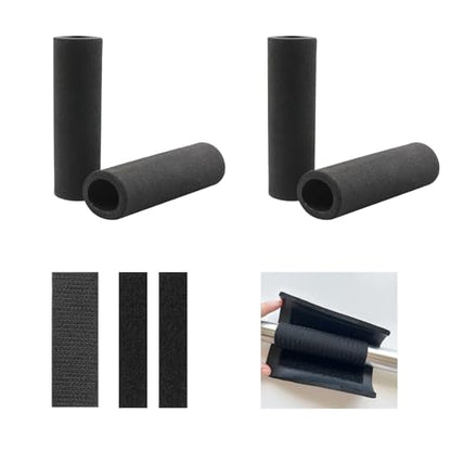 4Pcs Foam Handle Cover, NBR Rubber Grip, 4.3 Inch Tubing, Comfortable Grips for Fitness, Home, Lawn, Bicycle, Motorbike Handlebar Replacement (Black)
