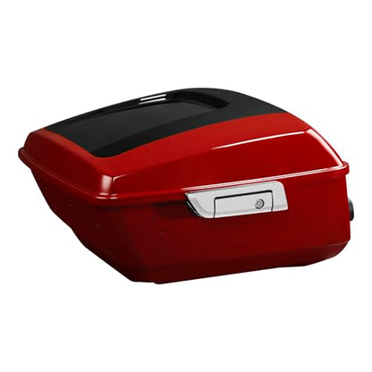 TCMT 13.7" King Motorcycle Trunk Box W/Latch Key Fit For Harley 2014-2025 Touring CVO Road King Road Glide Street Glide Electra Glide Ultra Limited Billiard Red/Vivid Black - color: Billiard Red/Vivid Black(W Speaker Holes)