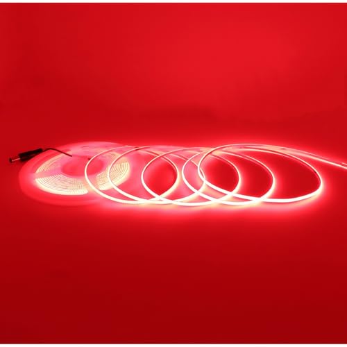 COB LED Strip Light, Ultra-Thin 12V 3mm16.4ft Ultra High Density Tape Light, 480LED/m, CRI 90+, Flexible Cuttable LED Lighting for Home Indoor Decor (Without Power Supply) - color: Red