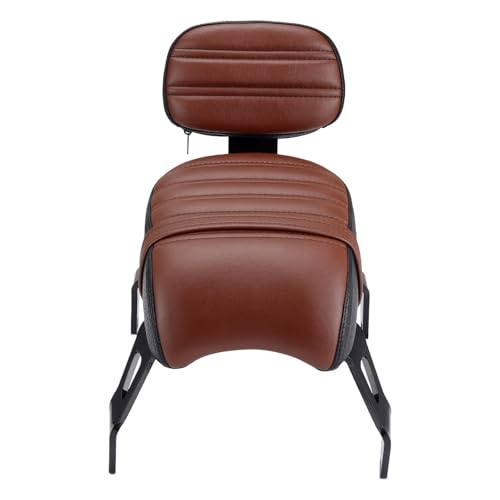 Passenger Seat Backrest, Detachable Motorcycle Rear Seat, Soft Leather Passenger Seat & Backrest Pad Set Fit for Indian Scout Bobber 2018-2023 Replace OEM Number: 2882853-LNA (Brown)