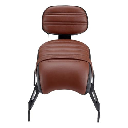 Passenger Seat Backrest, Detachable Motorcycle Rear Seat, Soft Leather Passenger Seat & Backrest Pad Set Fit for Indian Scout Bobber 2018-2023 Replace OEM Number: 2882853-LNA (Brown)