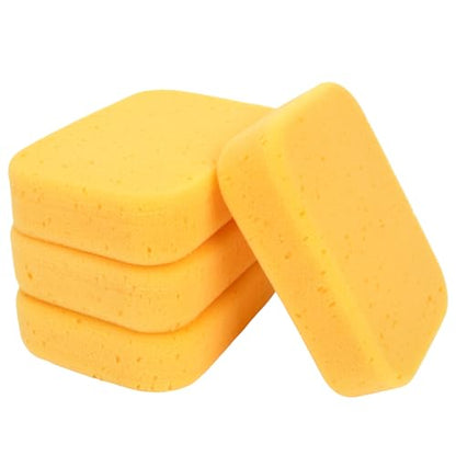 RAINFLOW 4PCS Large Car Wash Sponge – Sponges for Cleaning Extra Thick High-Density Pottery Sponges, Scratch-Free, Super Absorbent, Reusable for Auto Detailing, Waxing, and Cleaning
