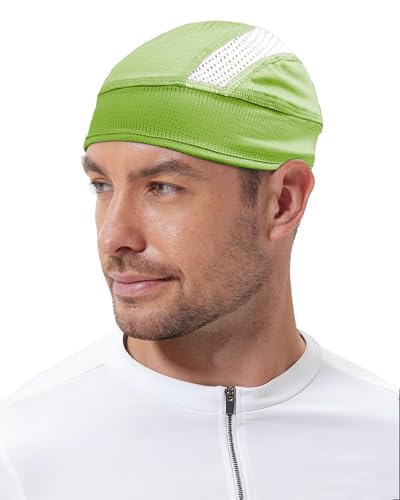 Cooling Skull Cap Helmet Liner-Lightweigh Mesh Sweat Wicking Beanie Caps for Hard Hat,Motorcycle,Cycling,Running - color: 1-grass Green