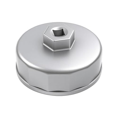 Heavy Duty 74mm 14 Flutes Oil Filter Wrench, 3/8" Square Drive Oil Filter Removel Tools, Oil Housing Cap Socket Remover Compatible with Most Cars Oil Filter Tool