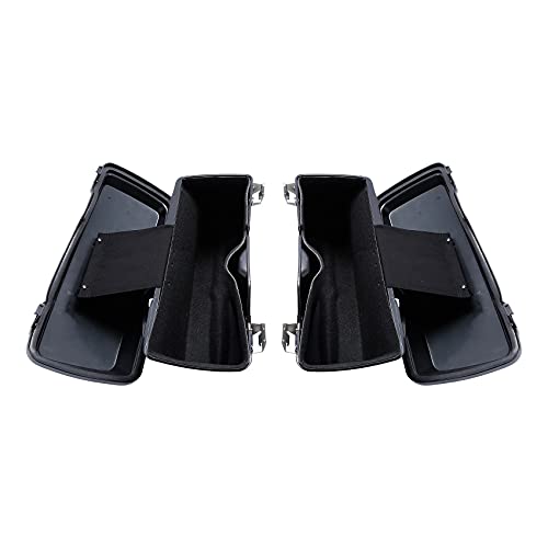 SLMOTO Glossy Hard Saddle Bags Bag W/Conversion Brackets For Harley-Davidson Fatboy FLSTF Softail Deluxe FLSTN 1986-2013 - color: Matte Black + Black Conversion Bracket