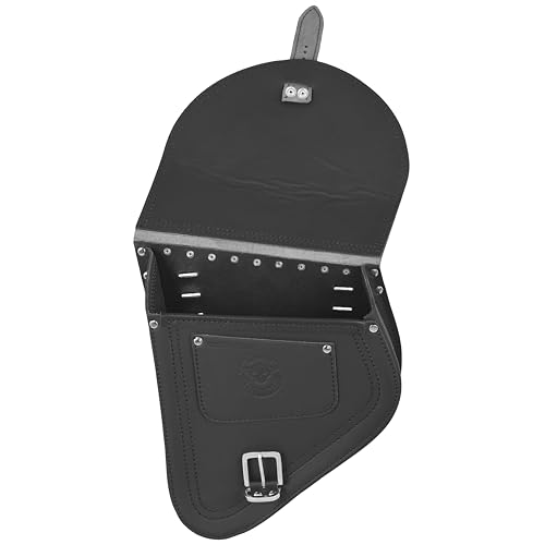 Fortuna Black Swing Arm Bag Biker Bag Hardtail Frame compatible with Harley Davidson Fatboy Left Breakout Fat Bob Side HD Special Edition Side Bag