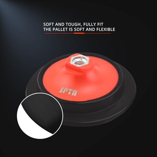SPTA 2Pcs RO Rotary Flexible Backing Plate, Hoop-and-Loop Face PU Soft Backing Pad Used On Rotary Polisher Sander for Sanding Polishing Buffing Finishing (5/8"-11 Thread, Orange, 5Inch (125mm)) - size: 5Inch (125mm), style: 5/8"-11 Thread