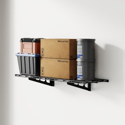 FLEXIMOUNTS 1x3ft Garage Shelving Wall-Mounted, 1-Pack Heavy-Duty Wall Shelving, Holds Up to 150 lbs, Garage Storage Rack for Organization & Storage Bins, Black, Classic Series - color: Black, size: 1 pack-1x3 ft