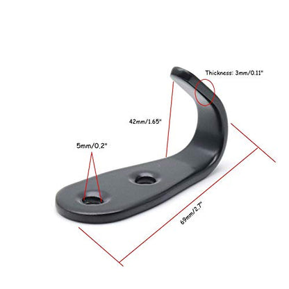 Flyisland Wall Hooks 8 Pcs, Coat Hooks Garage Hook Wall Mounted Hat Hangger Hooks Robe Hook Single Coat Hanger Heavy Duty (8 Pack, Black Round) - color: Black Round