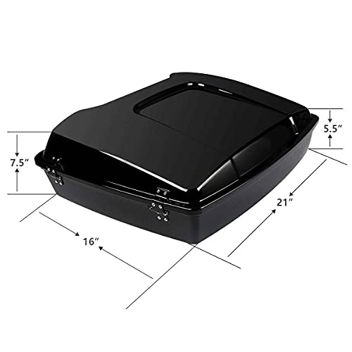 TCMT 5.5" Razor Motorcycle Trunk Box W/Latch Key Two Up Mounting Rack Fit For Harley Touring 2009-2013 Road Glide Road King Street Glide Pack - color: Black Lacthes Trunk+Chrome 2 up Rack
