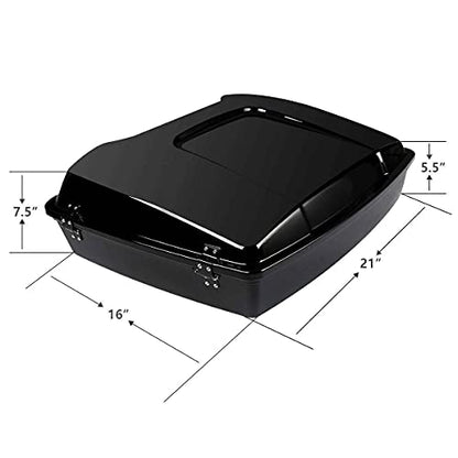 TCMT 5.5" Razor Motorcycle Trunk Box W/Latch Key Solo Mounting Rack Fit For Harley Touring 2009-2013 Road Glide Road King Street Glide Pack - color: Black Lacthes Trunk+Black Solo Rack