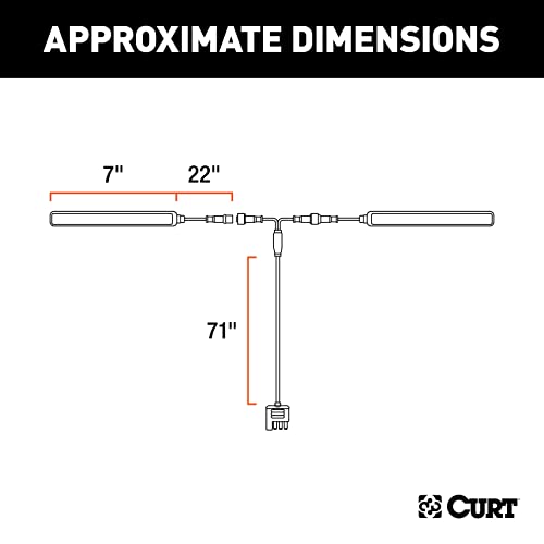 CURT 53201 Auxiliary Automotive LED Light Strips for Hitch Cargo Carrier, Bike Rack, 2-Pack
