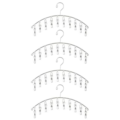 Toplife Clothes Hanger with 10 Clips, Stainless Steel, Windproof, for Drying Socks, Bras, Underwears, Baby Clothes, Hats, Scarfs, Towels, Pants and Gloves, Set of 4 (Indoors)