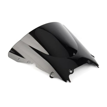 Windshield Screen YZF-R6 1998-2002 Motorcycle Double Bubble Windshield Windproof ABS Windscreen for Yam&aha YZF R6 600 1998 1999 2000 2001 2002 - color: Black