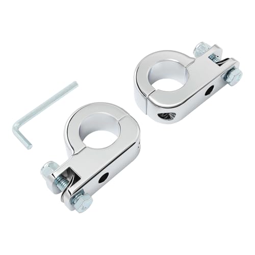TCMT Chrome Foot Pegs Foot rest Mounting P-Clamp Footpeg Footrest Set Fits For Harley-Davidson 1 1/4"(32mm) highway bars - color: Chrome, size: P-Clamp Mounts