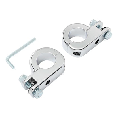 TCMT Chrome Foot Pegs Foot rest Mounting P-Clamp Footpeg Footrest Set Fits For Harley-Davidson 1 1/4"(32mm) highway bars - color: Chrome, size: P-Clamp Mounts