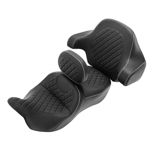 Hammock Drive Seat fit for Harley Touring Road King Street Glide Road Glide Electra Glide 2014-2023 Motorcycle Passenger Rider Seat Cushion - color: A Style White