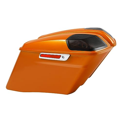 HR3 Amber Whiskey 4" Stretched Hard Saddlebags w/Speaker Lids Compatible with 2014 Street Glide FLHX 2016 Road Glide FLTRX (Replace for OEM) - color: Amber Whiskey