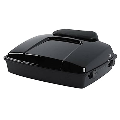 TCMT 5.5" Razor Motorcycle Trunk Box Backrest Pad Two Up Mounting Rack Fit For Harley Touring 2009-2013 Road Glide Road King Street Glide Pack - color: BLack Lacthes Trunk+Backrest+Black2 up Rack