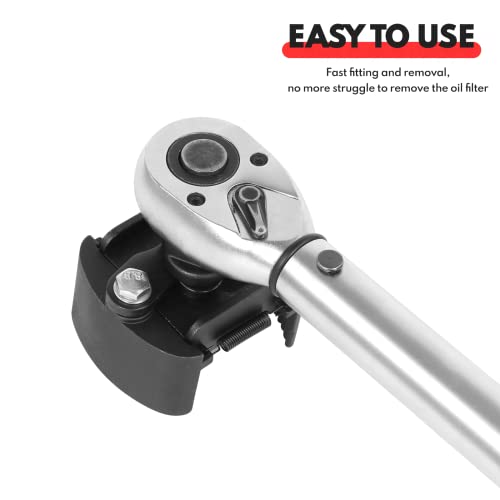 BILITOOLS Universal Oil Filter Wrench Removal Tool Adjustable, 60-80mm (2.36-3.15 inch), 1/2" Drive - size: 60-80mm