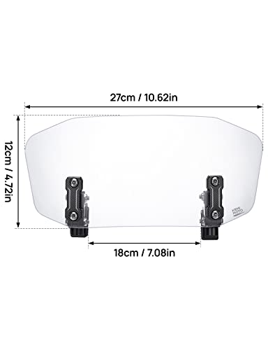 KEMIMOTO Motorcycle Windshield Upgraded Aluminum Metal Heightened Windshield Extension Spoiler Clip Universal Adjustable Extension Clips Clear - color: Clear
