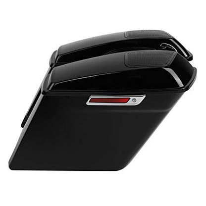 XFMT Motorcycle Saddlebags 5" Stretched Extended Hard Saddle Bags W/ 6"x9" Speaker Lids For Harley Touring Road King Street Glide Road Glide Electra Glide 2014-2024, Vivid Black & Chrome Latches - color: 5" Stretched-Vivid Black W/ 6x9" Speaker Lids Chrom