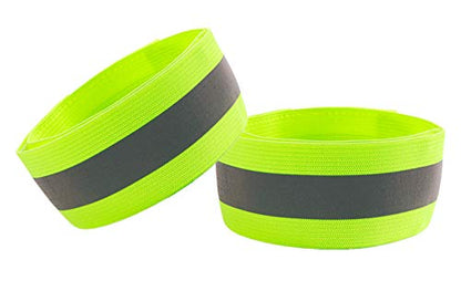 Reflective Running Gear,Reflective Bands for Arm/Wrist/Ankle/Leg,Biking Accessories for Women and Men - color: Yellow - 2 Bands