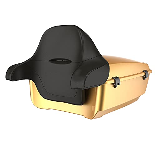 Advanblack King Tour Trunk Pack, Black Mount Bracket & Top Luggage Rack Fit for 2009-Later Harley Touring, Road Glide, Street Glide Special, Road King, Electra Glide (Black Hills Gold) - color: Black Hills Gold