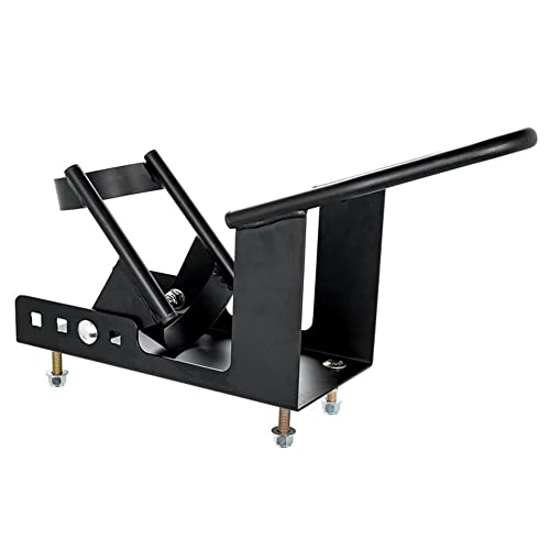 Camco Steel Universal Tire Fit Motorcycle Wheel Chock Mount for Truck Bed or Trailer Floor, Includes 2 Handlebar Straps