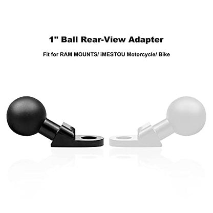 Motorcycle Phone Mount Adapter with 1” Ball, Rear View Mirror Mount for Secure Phone Holding, Compatible with RAM Mount & 1 Inch Ball Socket