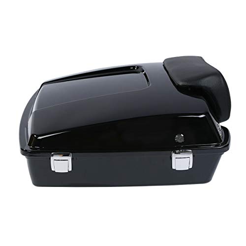 TCMT Razor Motorcycle Trunk Box Backrest Pad Fit For Harley 2009-2013 Touring Road Glide Street Glide Electra Glide Road King 2009-2013 (Chrome Latches)- Pack - color: Chrome Lacthes Trunk+Backrest